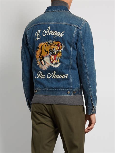 gucci jacket mens tiger|gucci tiger denim jacket.